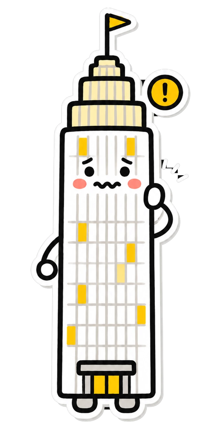 주의를 알리는 마스코트 탑이